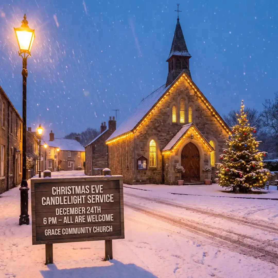 Christmas welcome to wintertime church