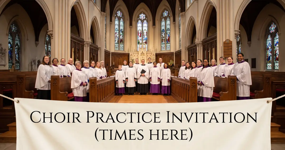 Church choir singing practice announcement