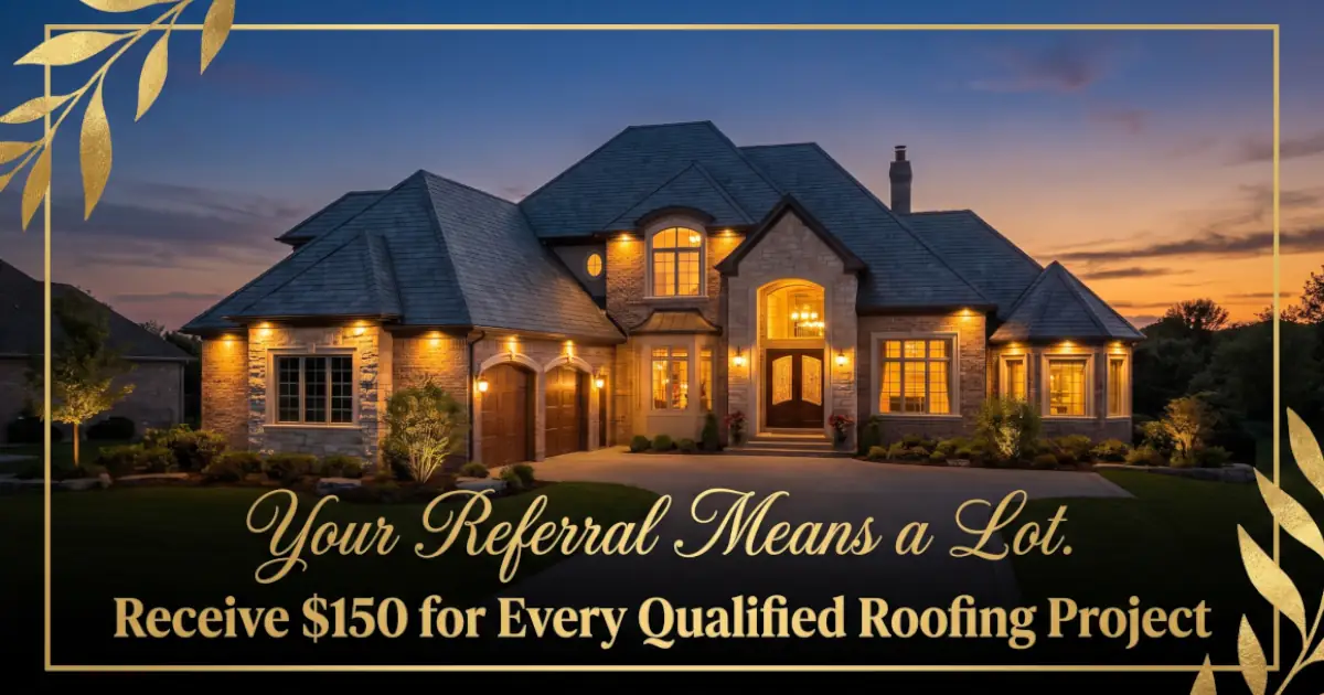 Roofing referral award announcement