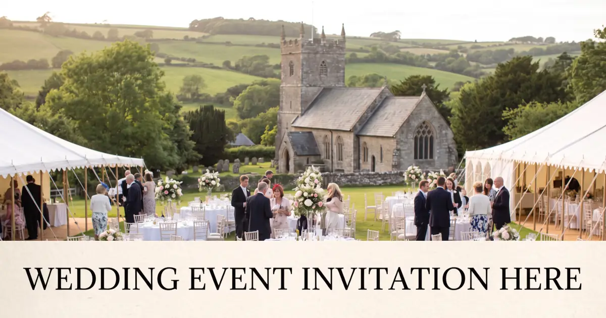 Wedding gathering invite to outdoor reception