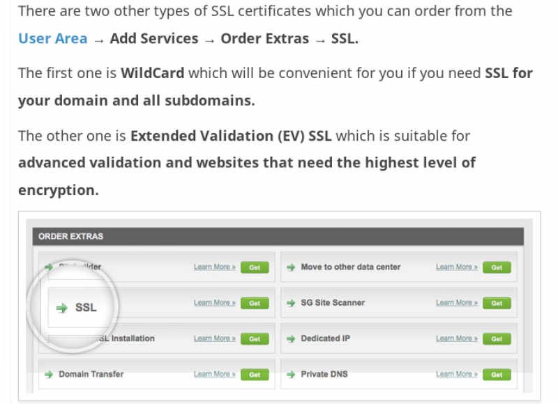 (image: SiteGround paid SSL certificate.)