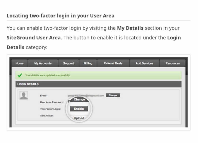 (image: SiteGround two factor.)