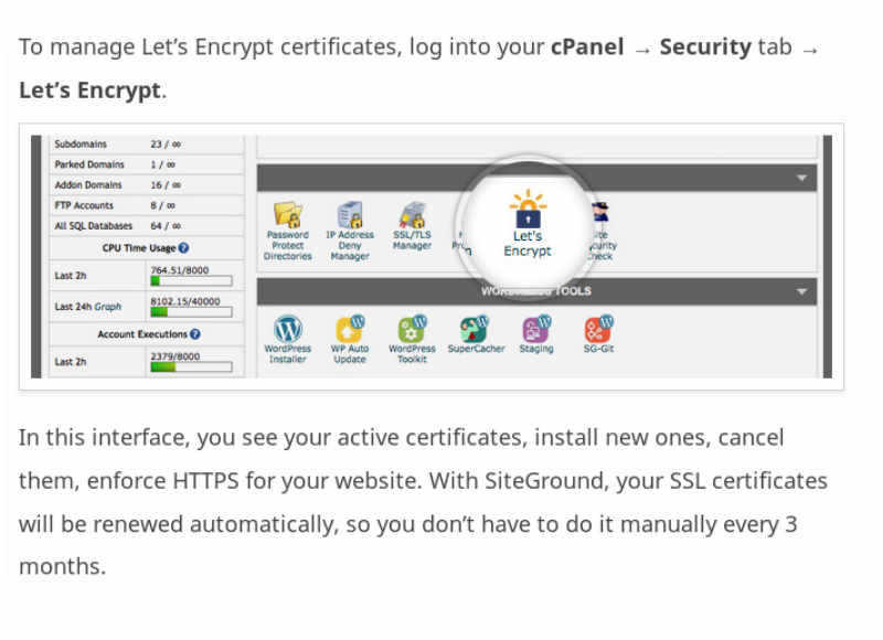 SiteGround Let's Encrypt Free Certificate